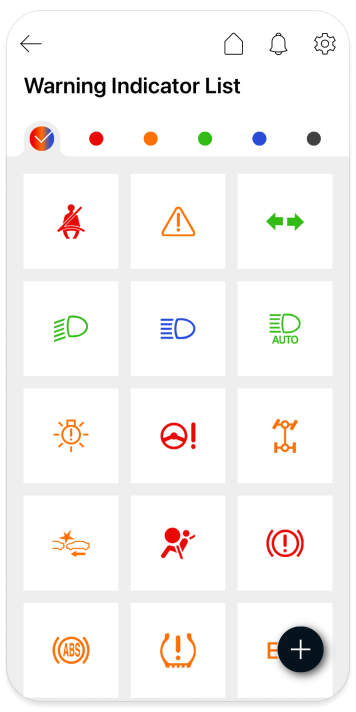 Mobile screen with warning indicator index on